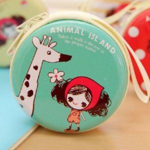 Round Tinplate Case *NEW* Coin Purse Jewelry Earbuds MISC Vitamins Meds GIRAFFE